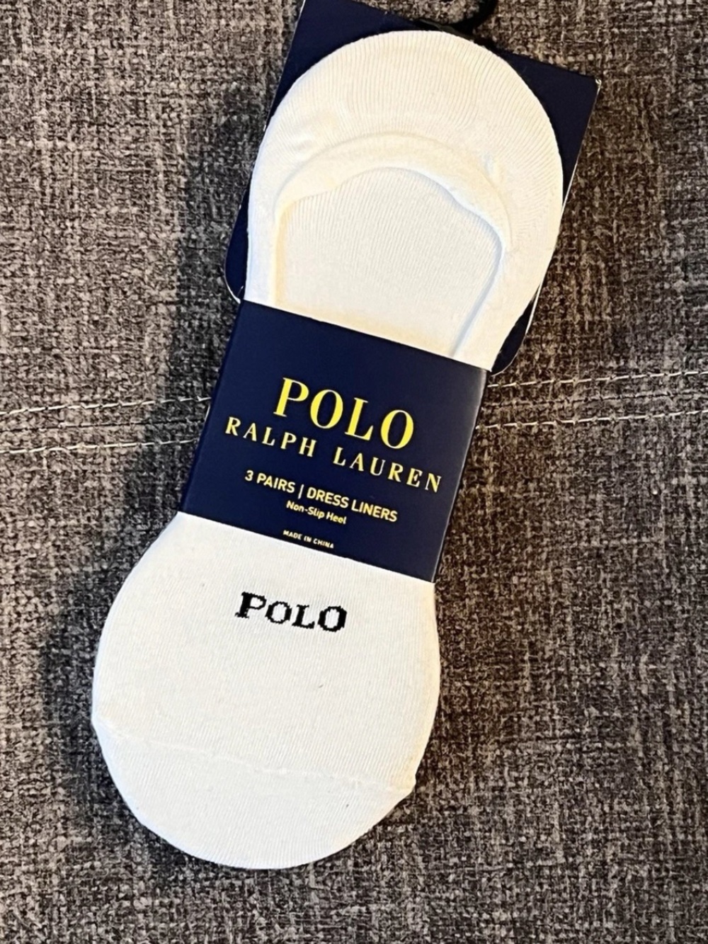 POLO RALPH LAUREN DRESS LINERS MENS 6-12 NON-SLIP HEEL 3 PAIRS WHT - Picture 1 of 1